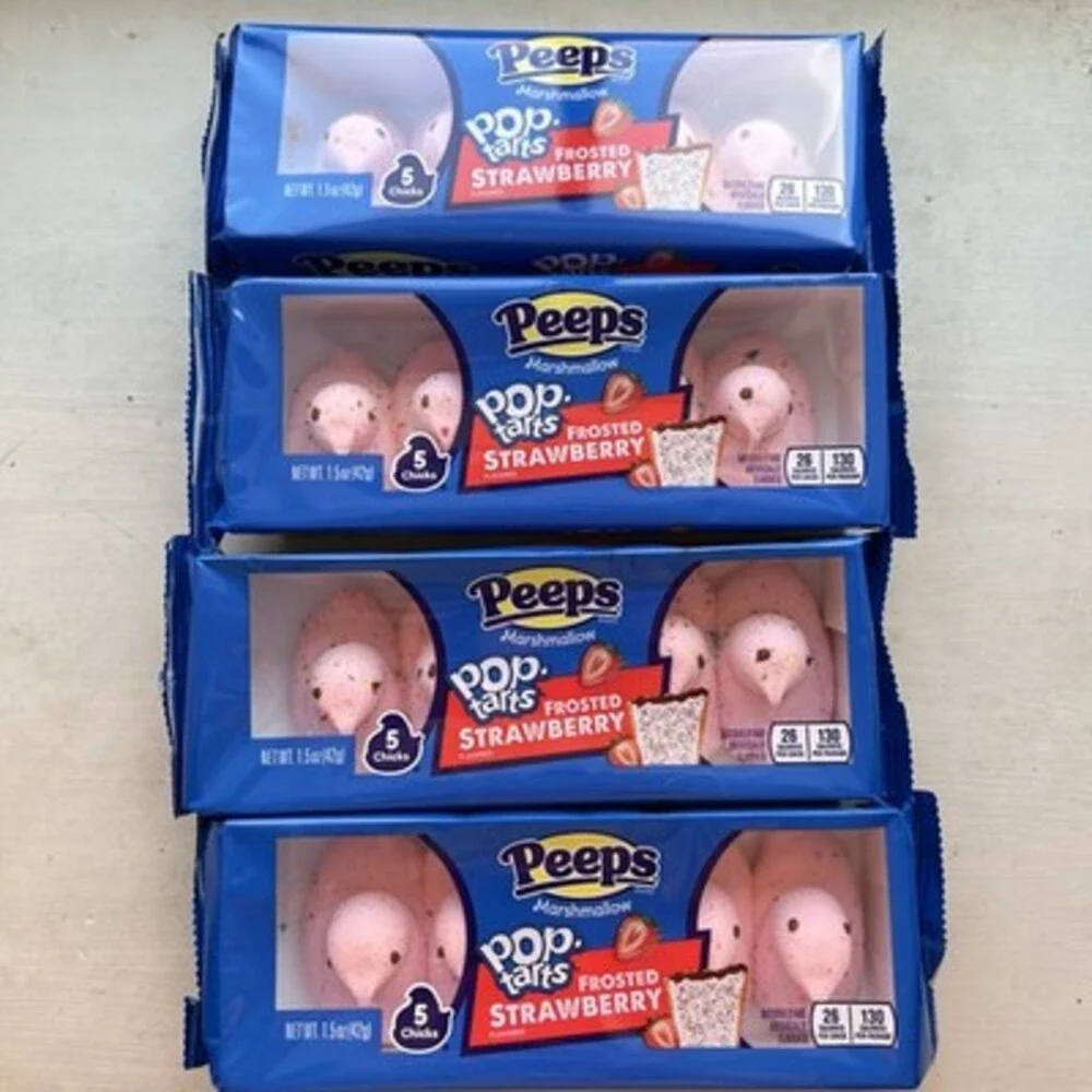 4 Packs of Peeps Marshmallow Pop Tarts Frosted Strawberry Flavor, 5 in each pack